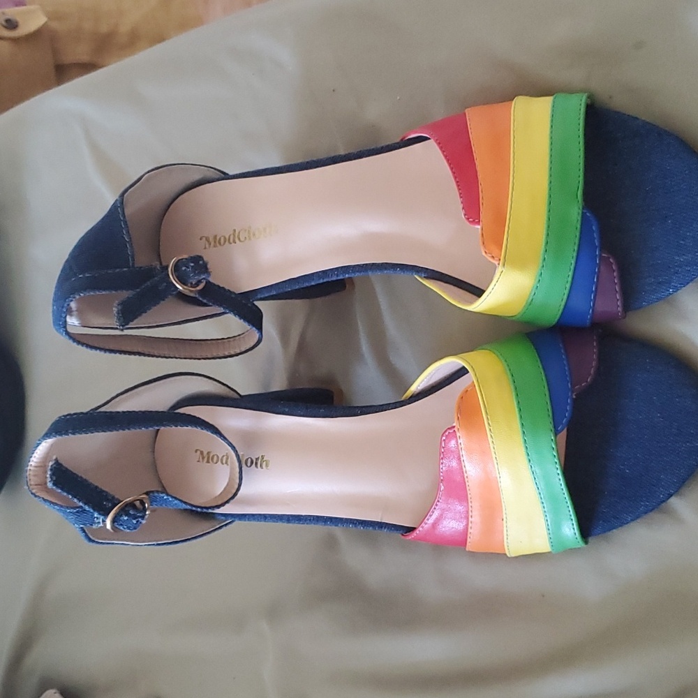 Modcloth Rainbow Strappy Heels